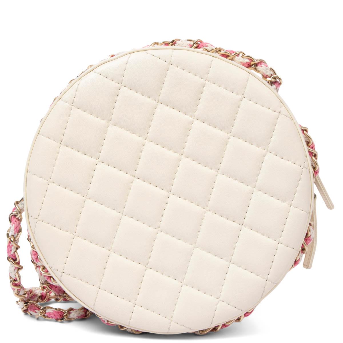Women's CHANEL ivory & pink leather 2019 19C LIFESAVER ROUND Shoulder Bag