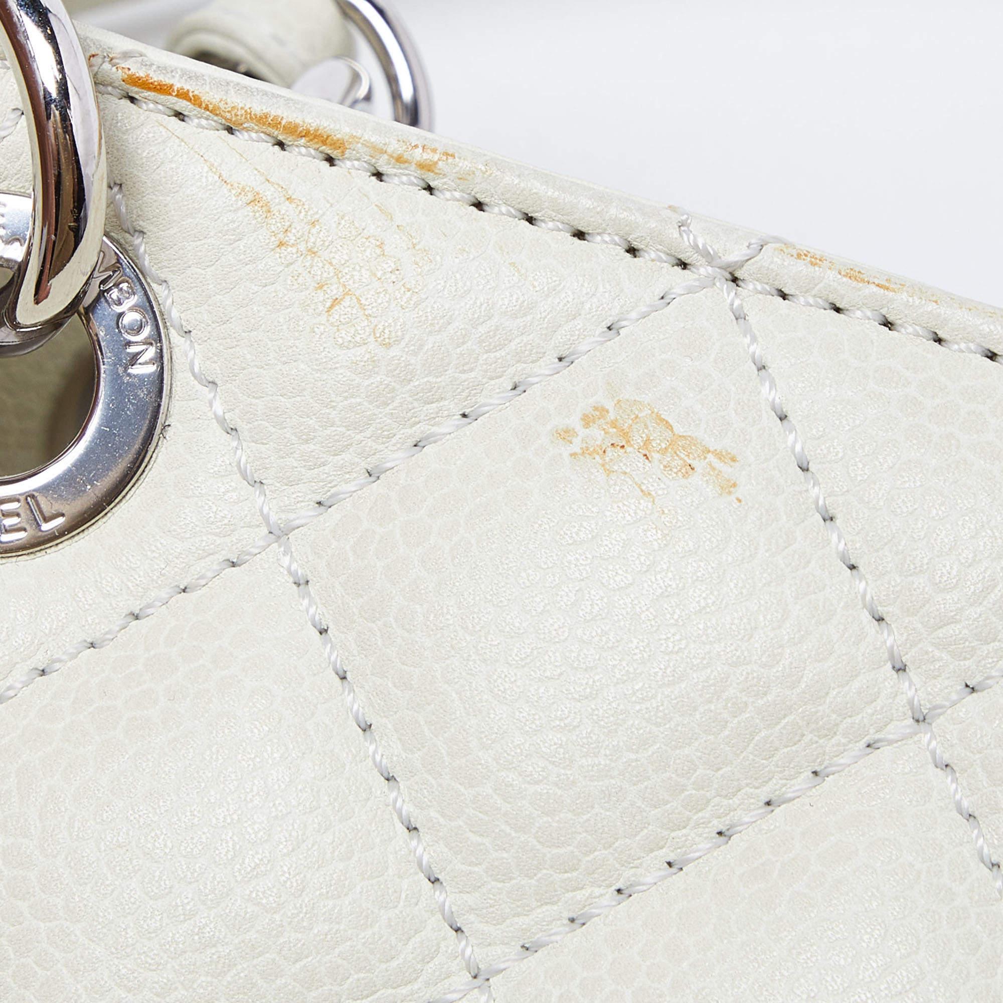 Chanel Ivory Quilted Caviar Leather Petite Shopping Tote 1