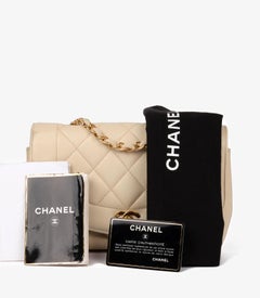 Chanel Ivory Quilted Caviar Leather Vintage Small Diana Classic Single Flap Bag