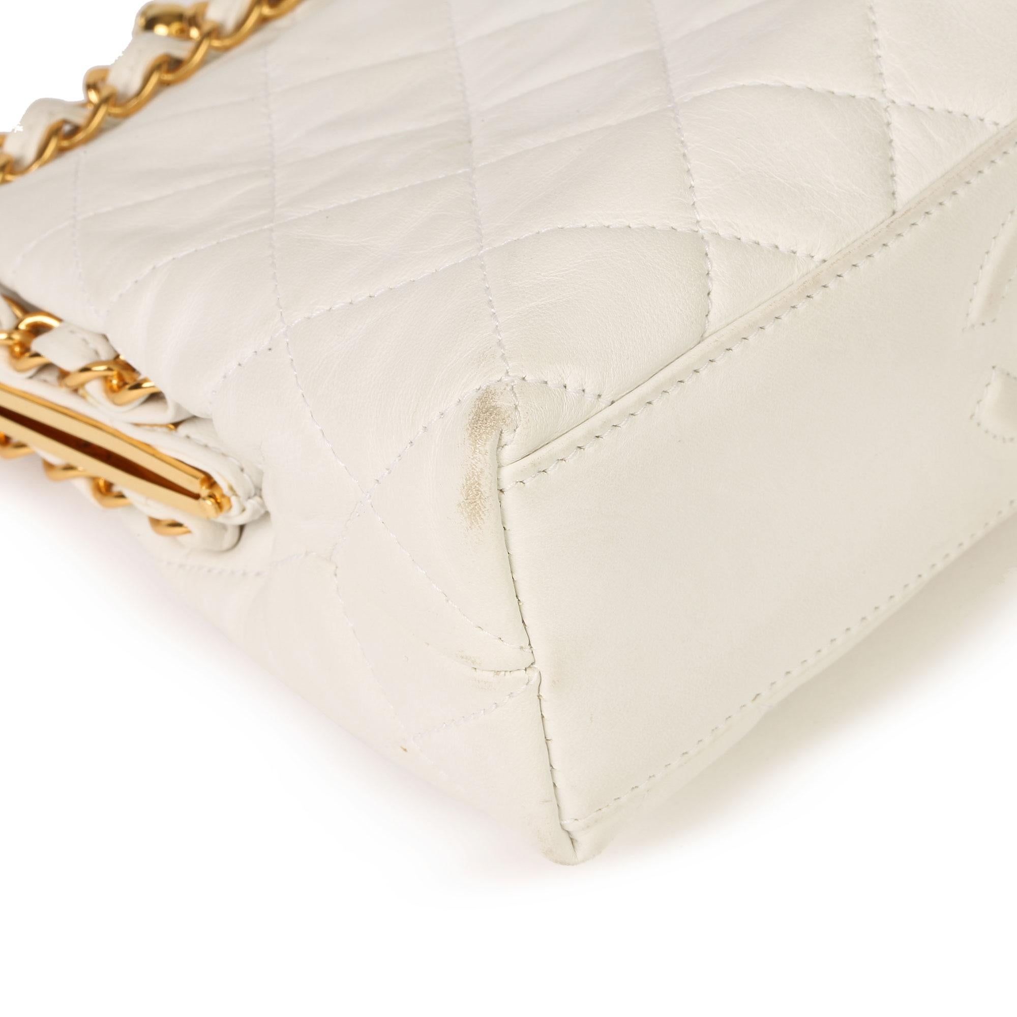 Chanel Ivory Quilted Lambskin Vintage Chain Around Timeless Frame Bag  3
