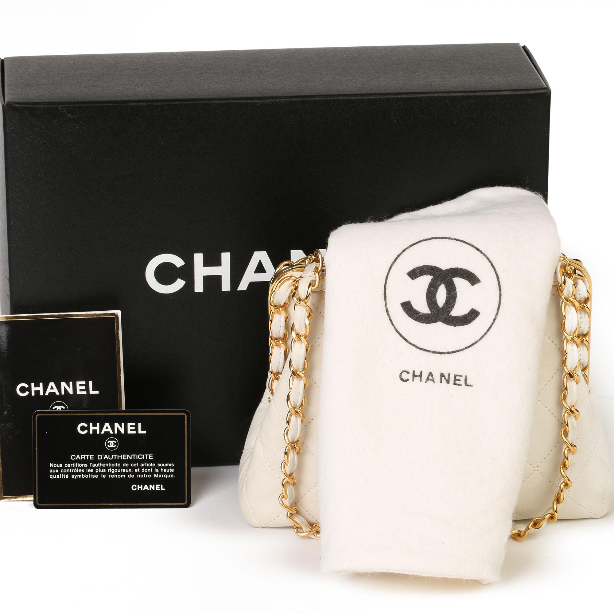 Chanel Ivory Quilted Lambskin Vintage Chain Around Timeless Frame Bag  4