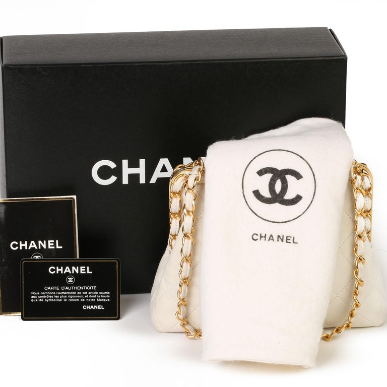 Chanel Ivory Quilted Lambskin Vintage Chain Around Timeless Frame Bag  For Sale 7