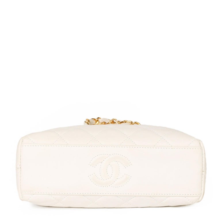 Women's Chanel Ivory Quilted Lambskin Vintage Chain Around Timeless Frame Bag  For Sale