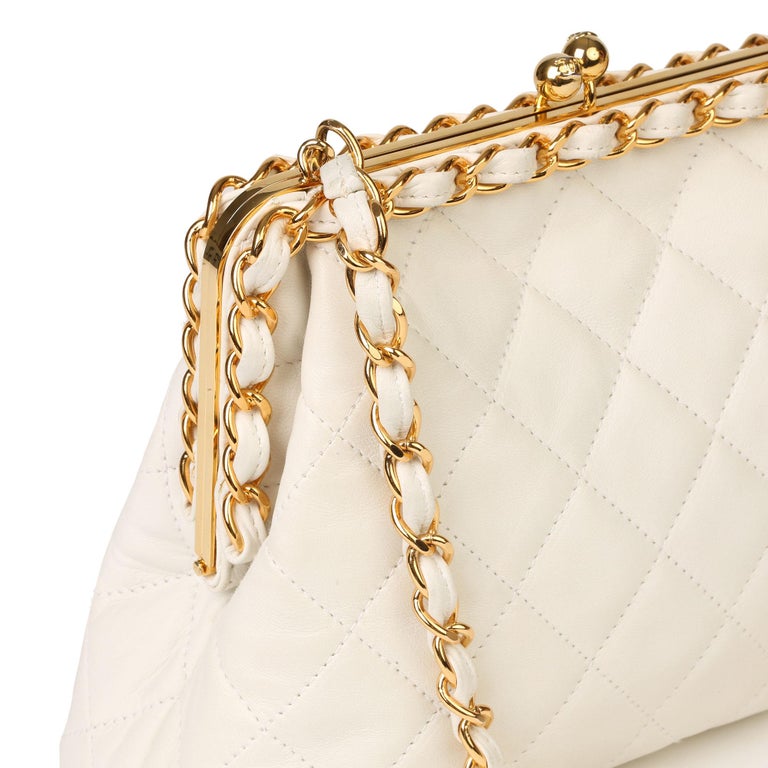 Chanel Ivory Quilted Lambskin Vintage Chain Around Timeless Frame Bag  For Sale 2