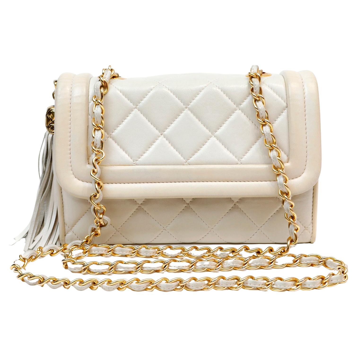Chanel Ivory Quilted Lambskin Vintage Flap Bag