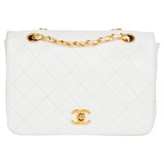 CHANEL Ivory Quilted Lambskin Vintage Small Classic Single Full Flap Bag 
