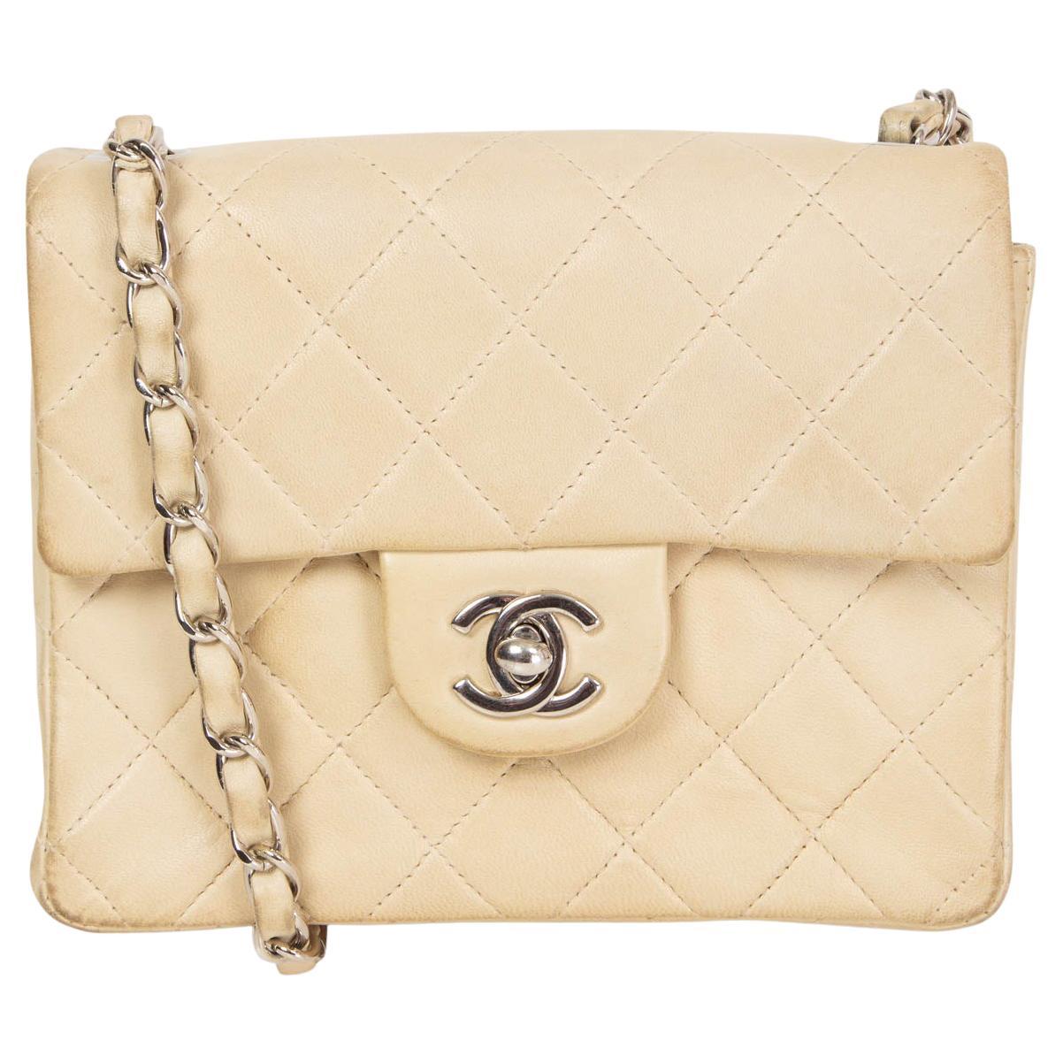 CHANEL ivory quilted leather MINI SQUARE FLAP Shoulder Bag