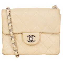 CHANEL ivory quilted leather MINI SQUARE FLAP Shoulder Bag