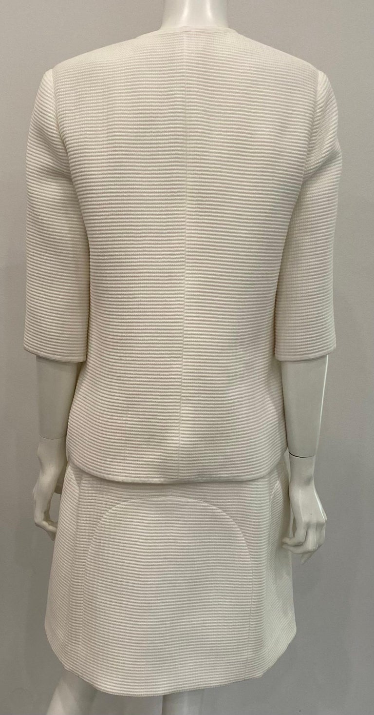 Chanel Ivory Ribbed Cotton Sleeveless Shift Dress with Jacket - Sz 42 For  Sale at 1stDibs