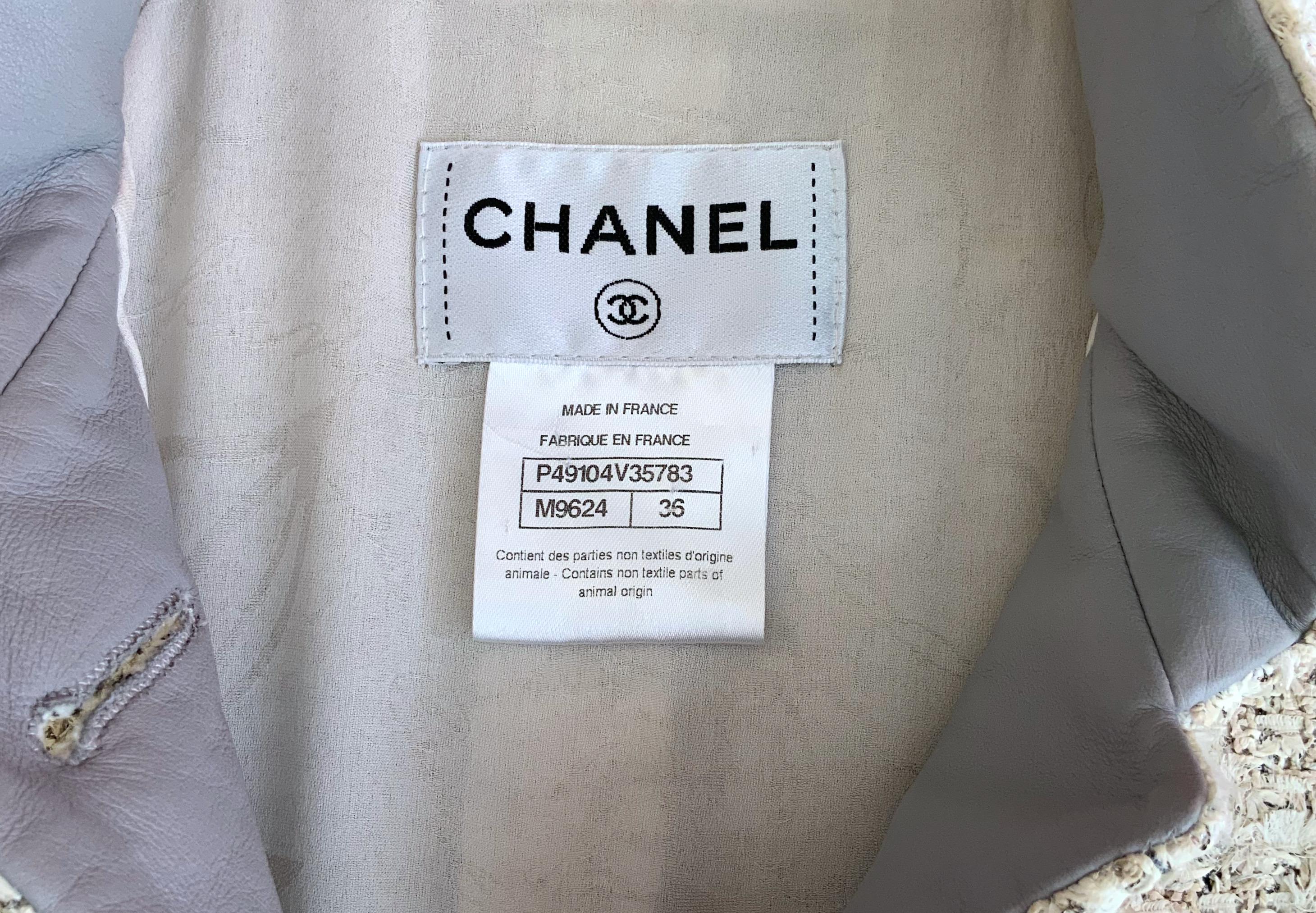 Chanel Ivory Runway Spring 2014 Collection Lesage Tweed Leather Trim Dress 4