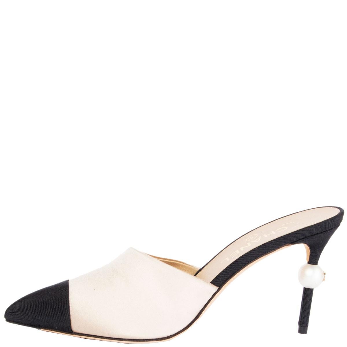 Chanel pearl heel mules top