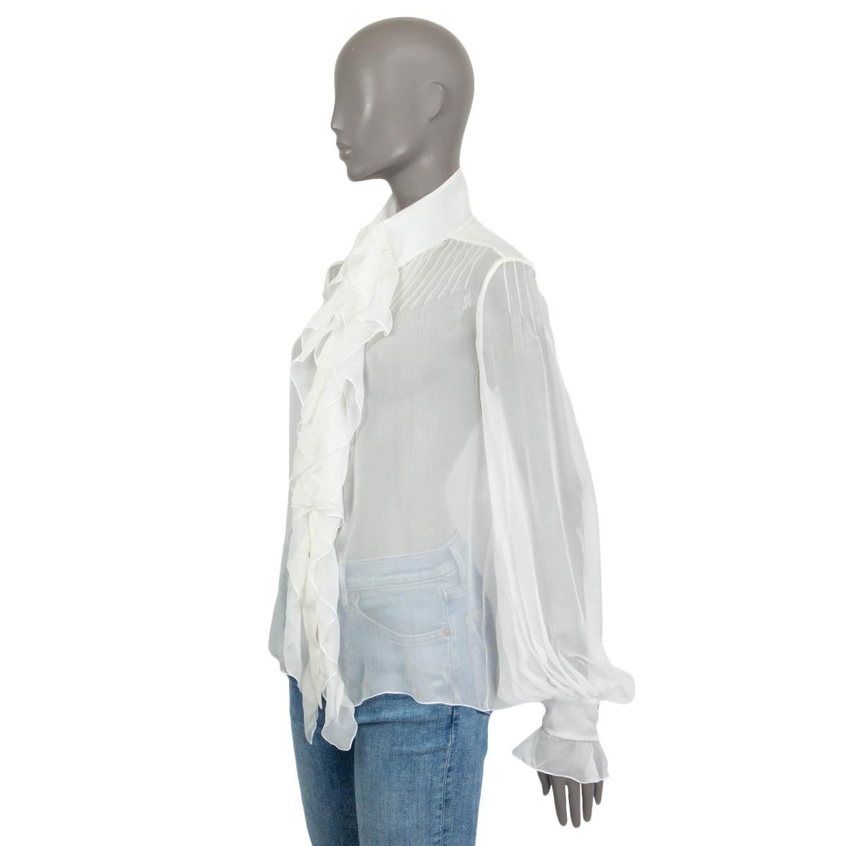 Women's CHANEL ivory silk 2018 18S LACE TRIM SAILOR Blouse Shirt 36 XS