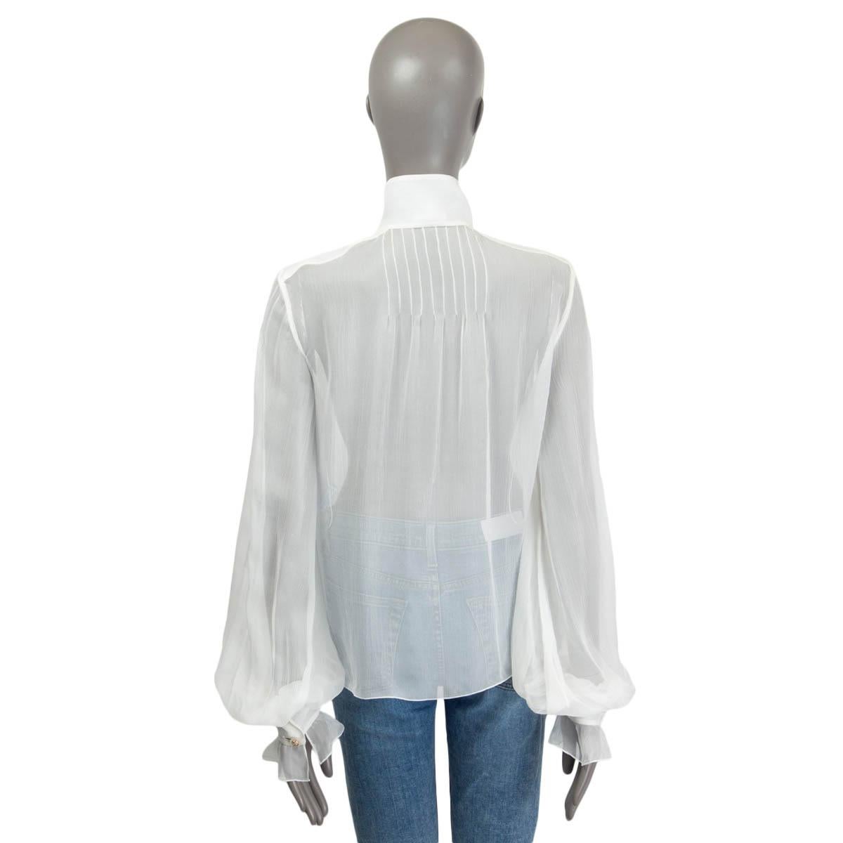 CHANEL ivory silk 2018 18S LACE TRIM SAILOR Blouse Shirt 36 XS 1