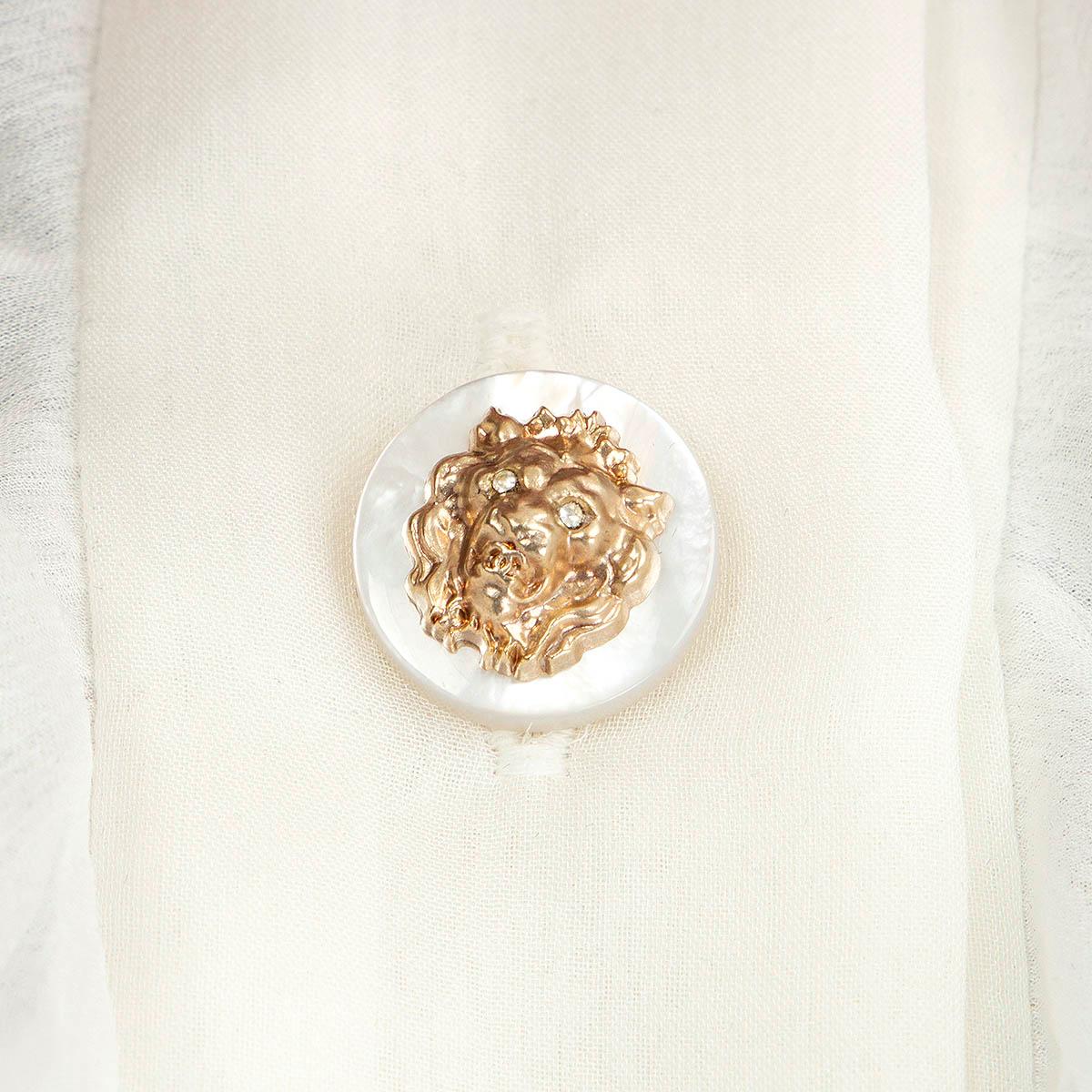 CHANEL ivory silk 2018 18S LACE TRIM SAILOR Blouse Shirt 36 XS 2