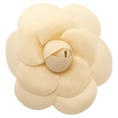 Chanel Ivory Silk Camélia Brooch