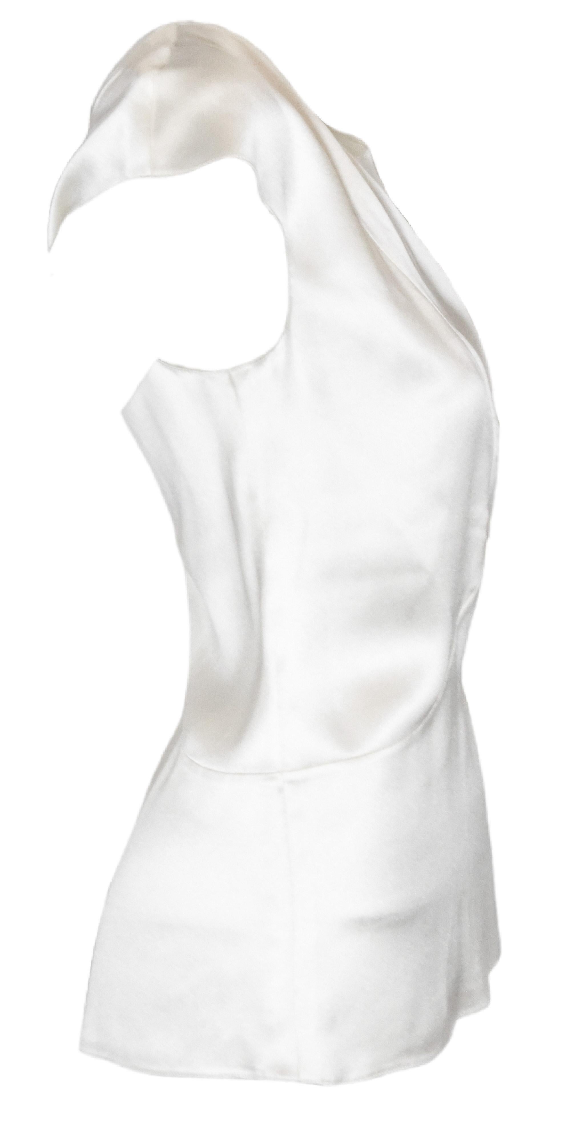 Chanel Ivory Silk Cap Sleeve  Top With Chanel Crystal Button at Back 50 In Excellent Condition For Sale In Palm Beach, FL