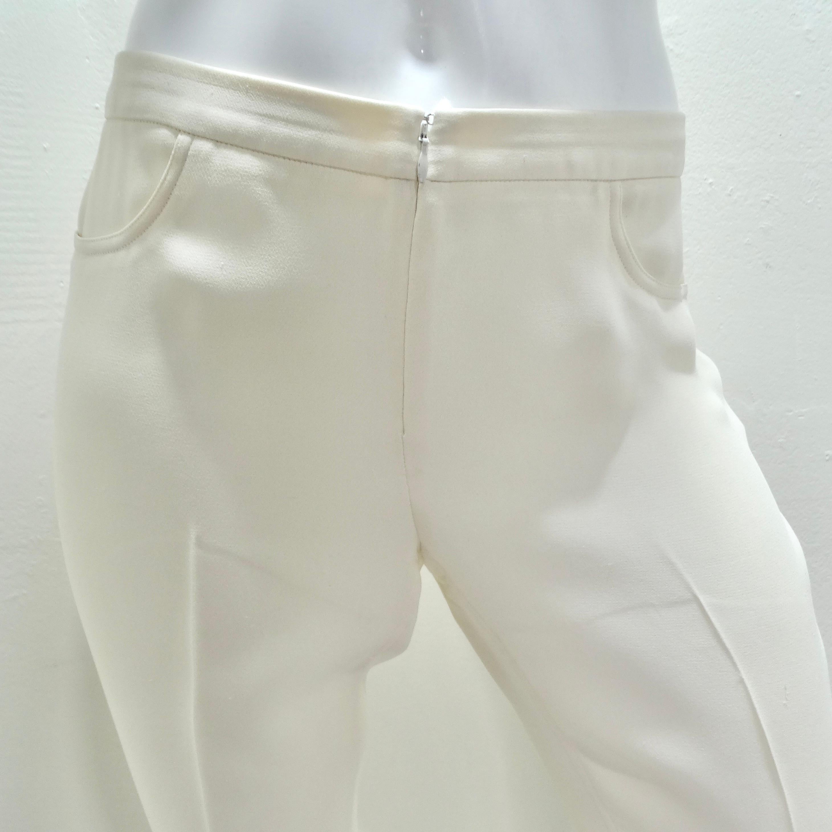 Chanel Ivory Silk High-Low Button Down & Trouser Set For Sale 9