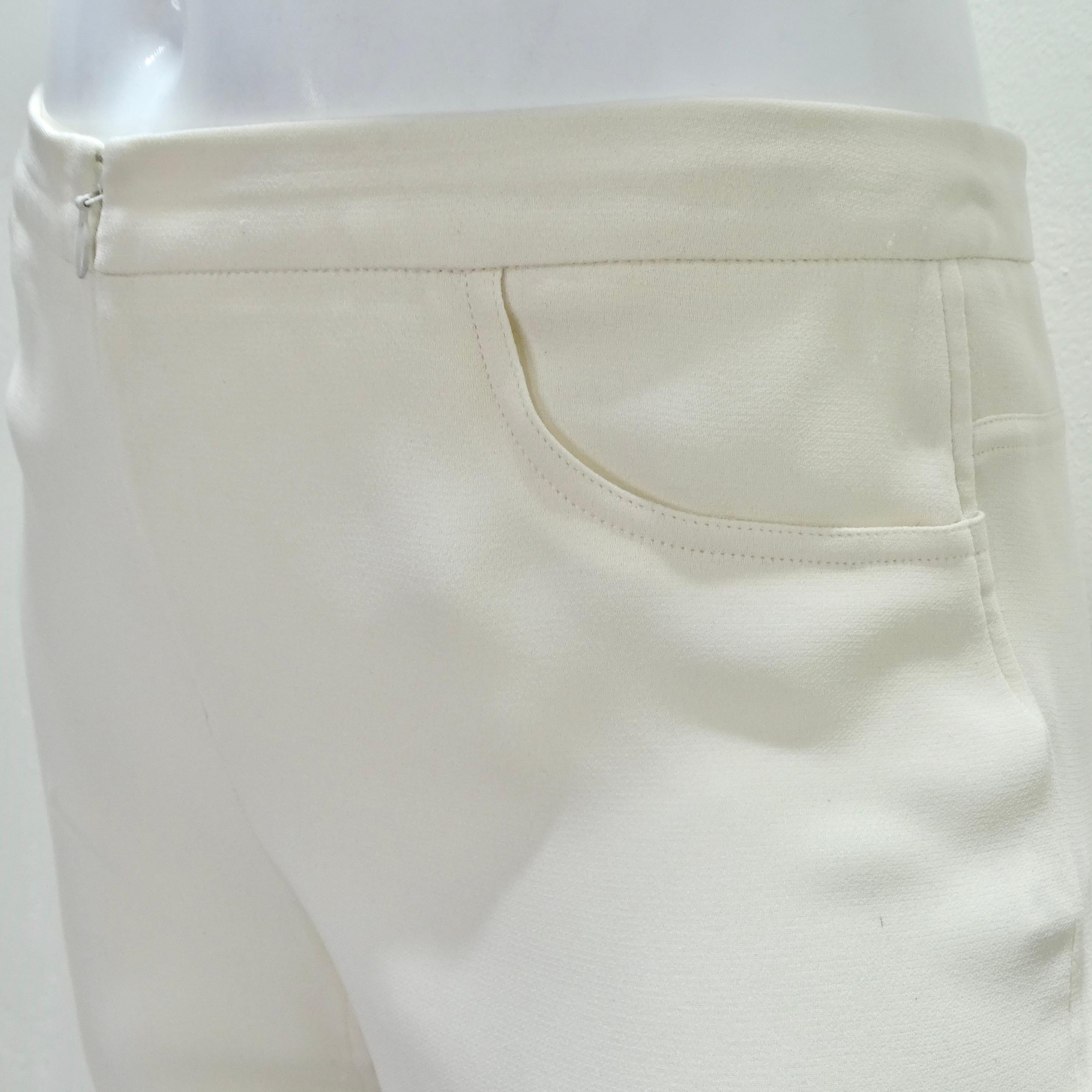 Chanel Ivory Silk High-Low Button Down & Trouser Set For Sale 12