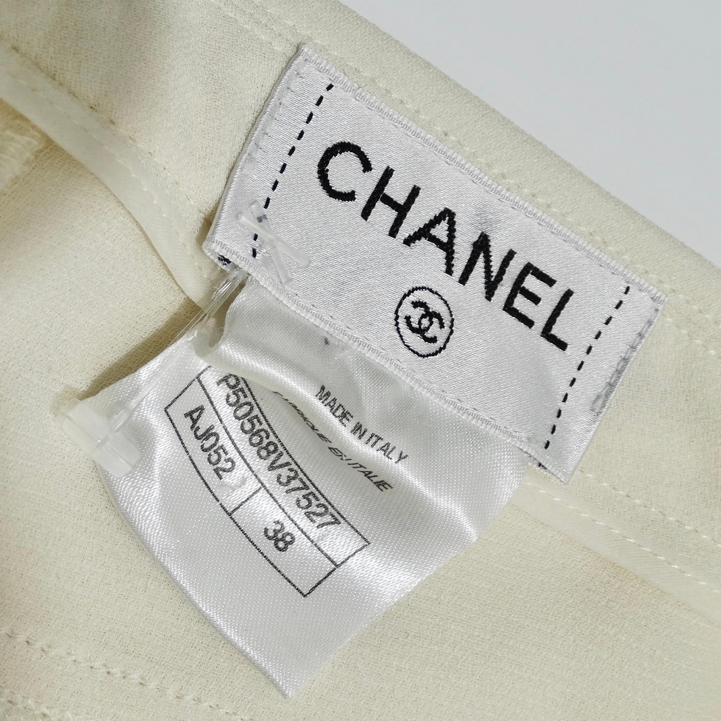 Chanel Ivory Silk High-Low Button Down & Trouser Set For Sale 14