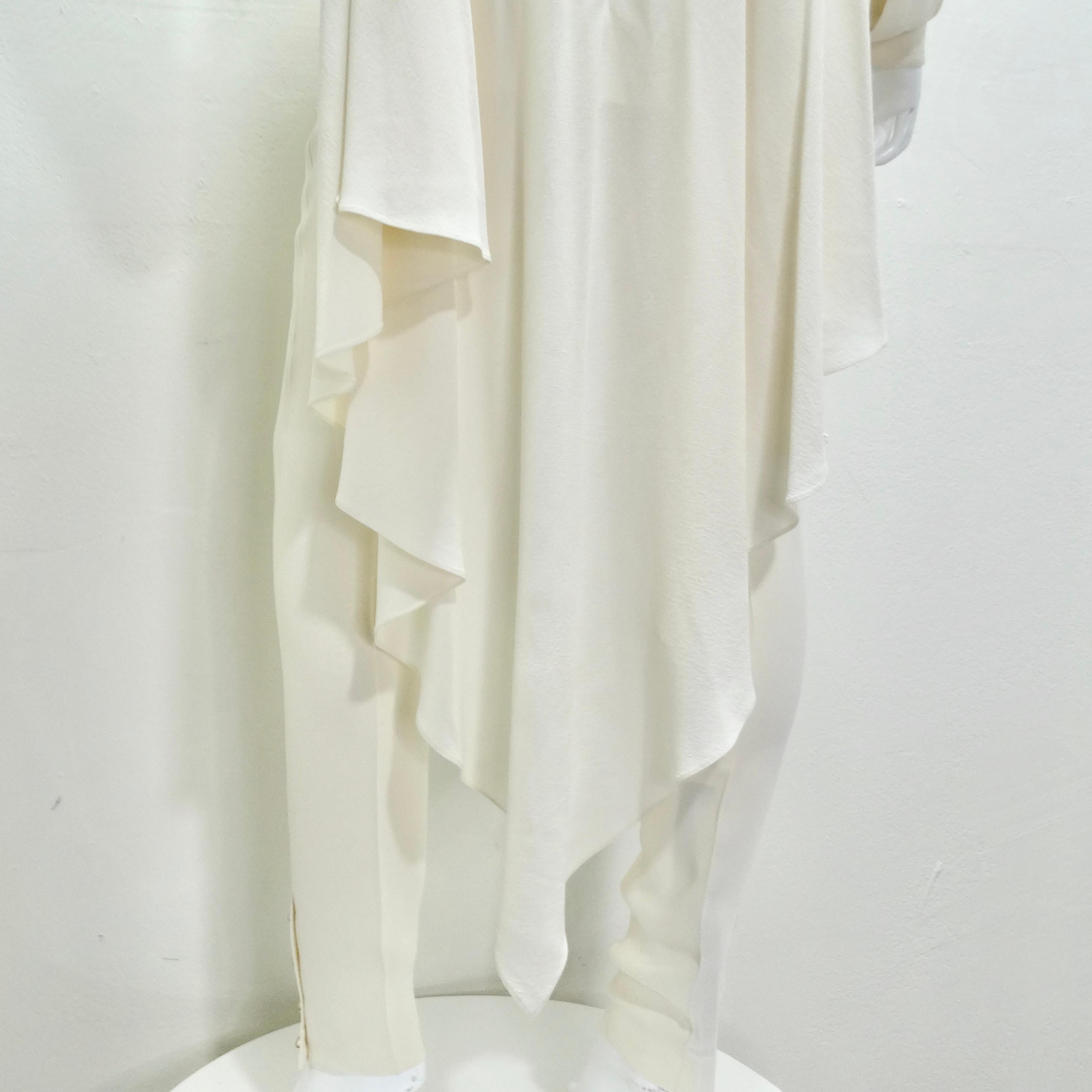 Chanel Ivory Silk High-Low Button Down & Trouser Set For Sale 5