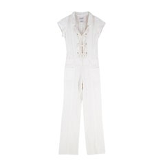 Chanel Ivory Tweed Lace-Front Jumpsuit