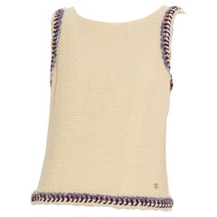 Chanel Ivory Tweed Vest With Braided Trim 40 FR