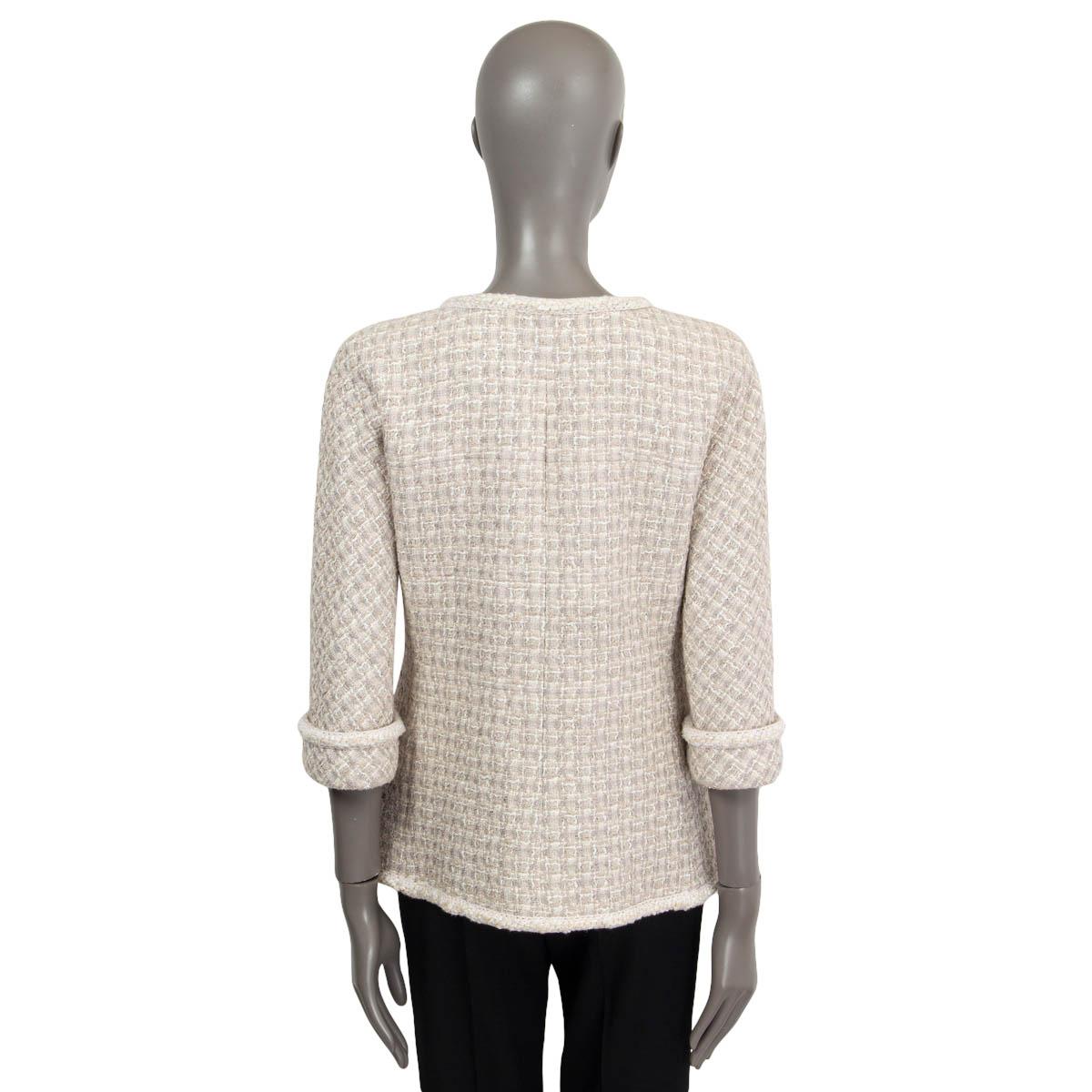 CHANEL ivory viscose 2014 14P DOUBLE BREASTED TWEED Jacket 38 S For Sale 1