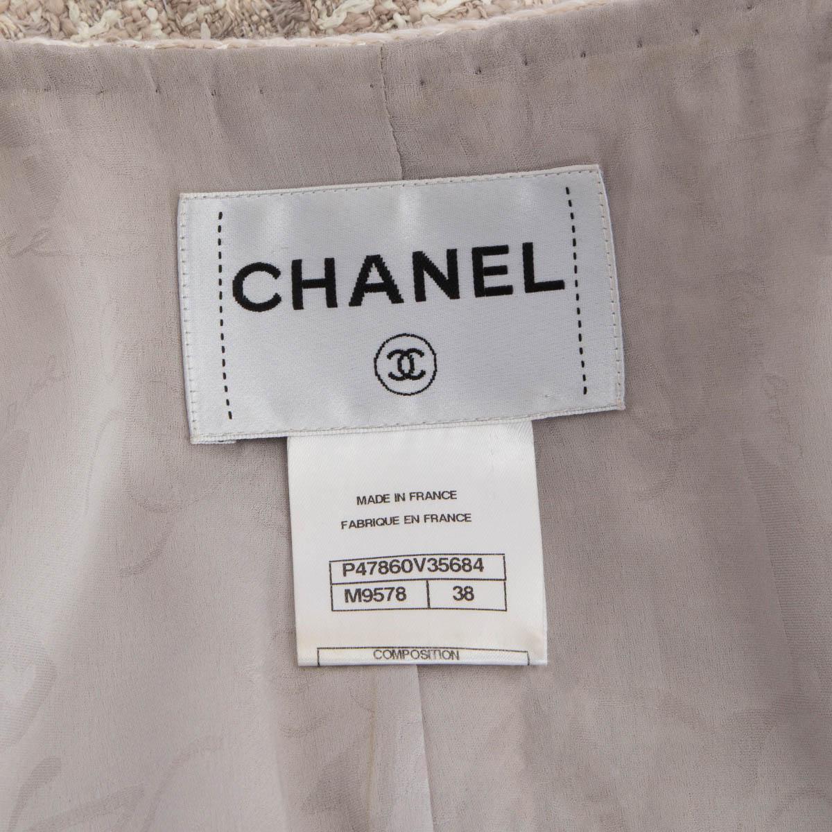 CHANEL ivory viscose 2014 14P DOUBLE BREASTED TWEED Jacket 38 S For Sale 3