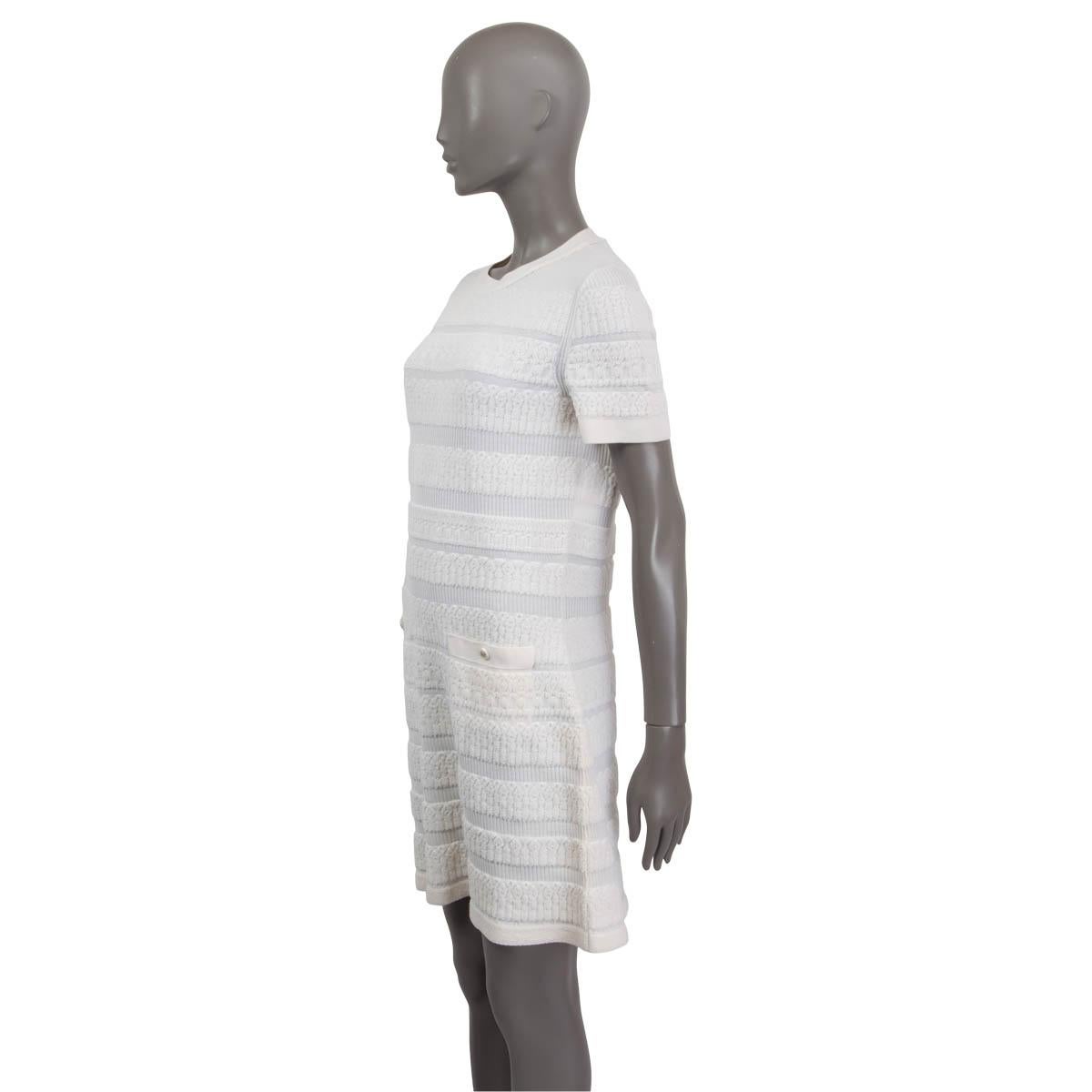 Women's CHANEL ivory white wool 2019 SHORT SLEEVE KNIT Dress 38 S