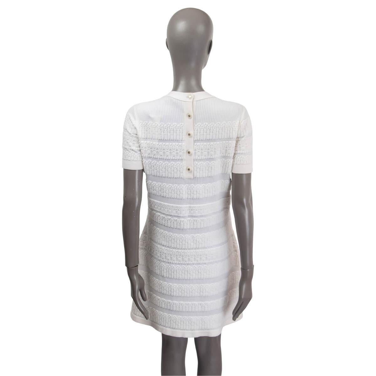 CHANEL ivory white wool 2019 SHORT SLEEVE KNIT Dress 38 S 1