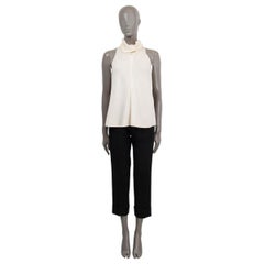 CHANEL ivory wool 2007 07P SLEEVELESS TURTLENECK Blouse Shirt 36 XS