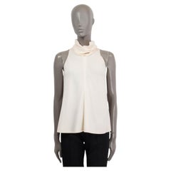 CHANEL ivory wool 2007 07P SLEEVELESS TURTLENECK Blouse Shirt 36 XS