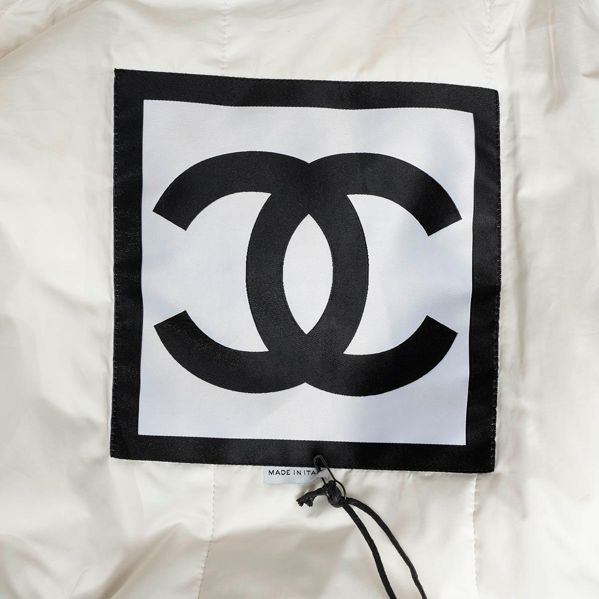 Chanel ivoire laine 2008 08A FRINGED TWEED PUFFER Veste 36 XS en vente 5
