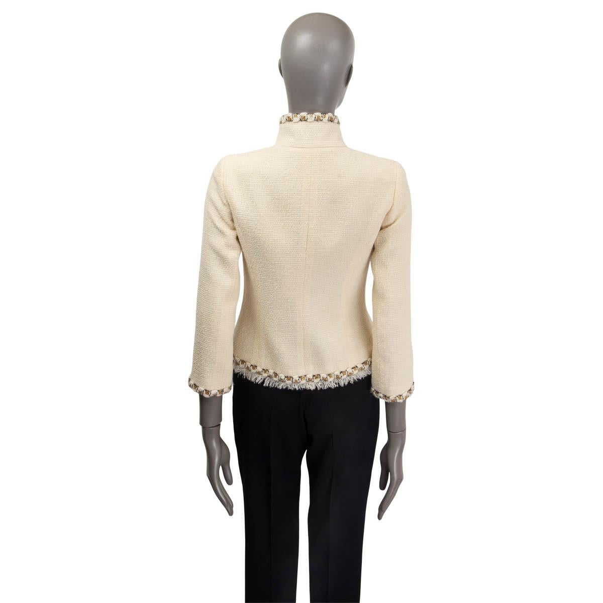 Women's CHANEL ivory wool 2011 BYZANCE EMBELLISHED TWEED Blazer Jacket 36 XS