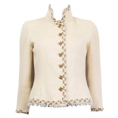 CHANEL ivory wool 2011 BYZANCE EMBELLISHED TWEED Blazer Jacket 36 XS