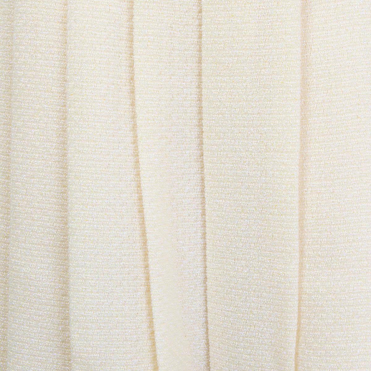 Beige CHANEL ivory wool 2017 PLEATE LUREX HIGH WAISTED MIDI Skirt 36 XS For Sale