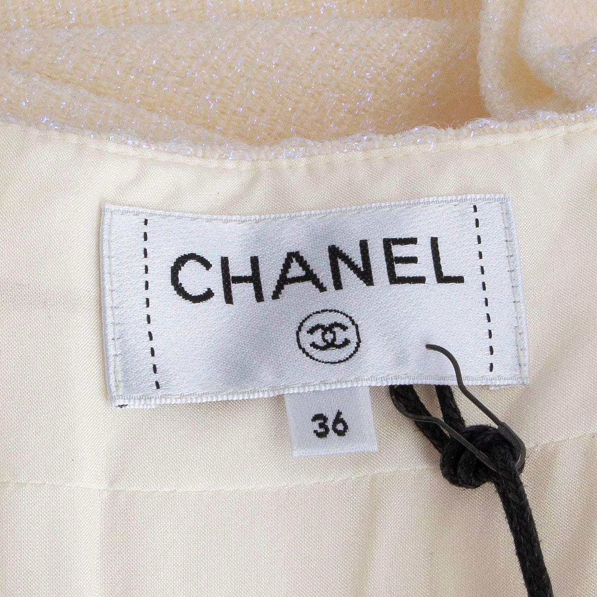 CHANEL ivory wool 2017 PLEATE LUREX HIGH WAISTED MIDI Skirt 36 XS For Sale 1