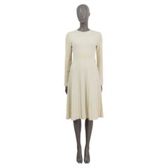 CHANEL ivory wool 2018 LONG SLEEVE KNIT MIDI Dress 38 S 18B