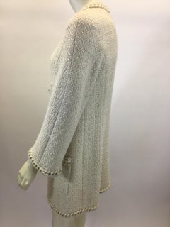 Chanel Ivory Wool Jacket With Chain Trim
