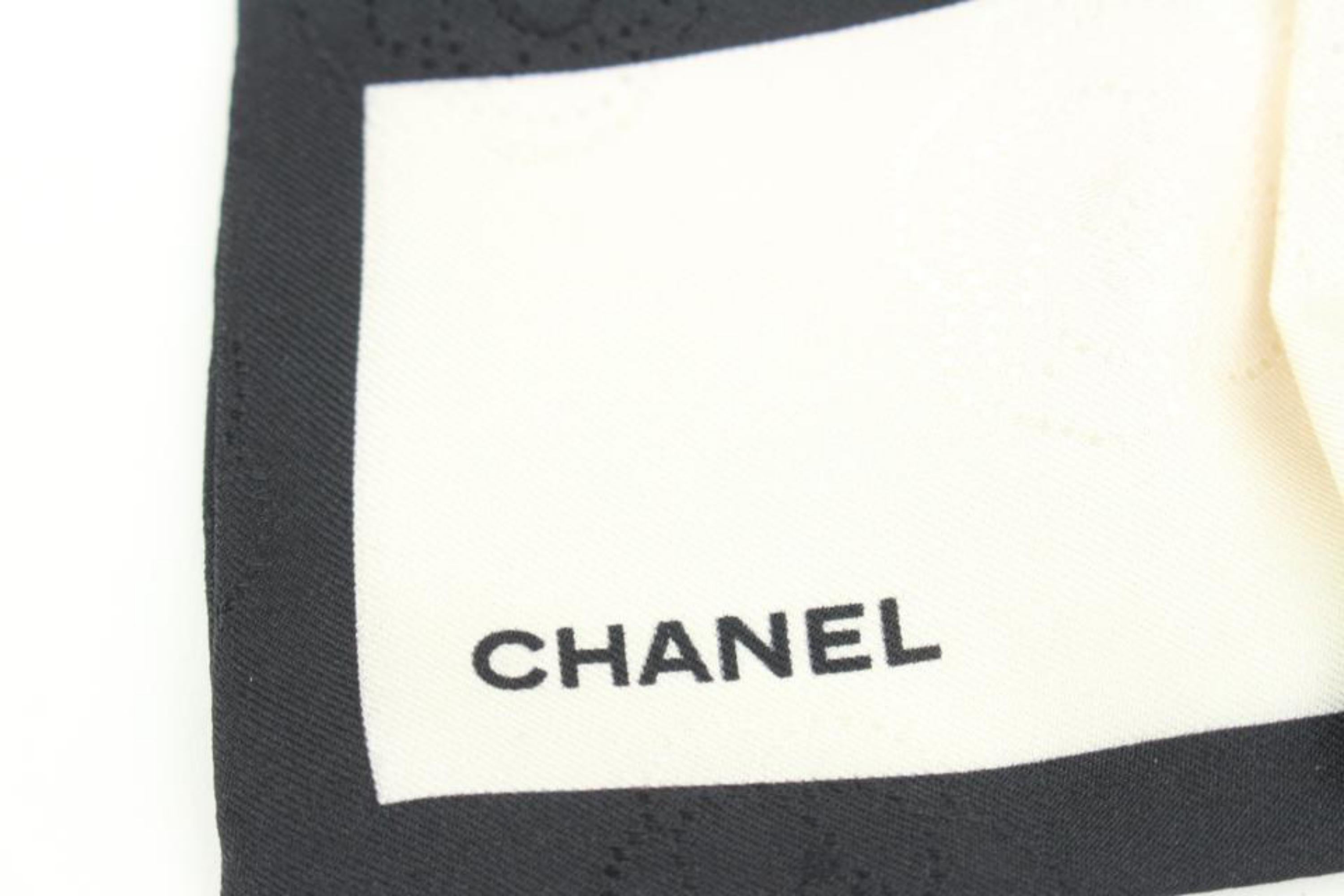 Chanel Ivory x Black Silk Ribbon Hair Tie Scrunchie Barrette 50ck32s 4