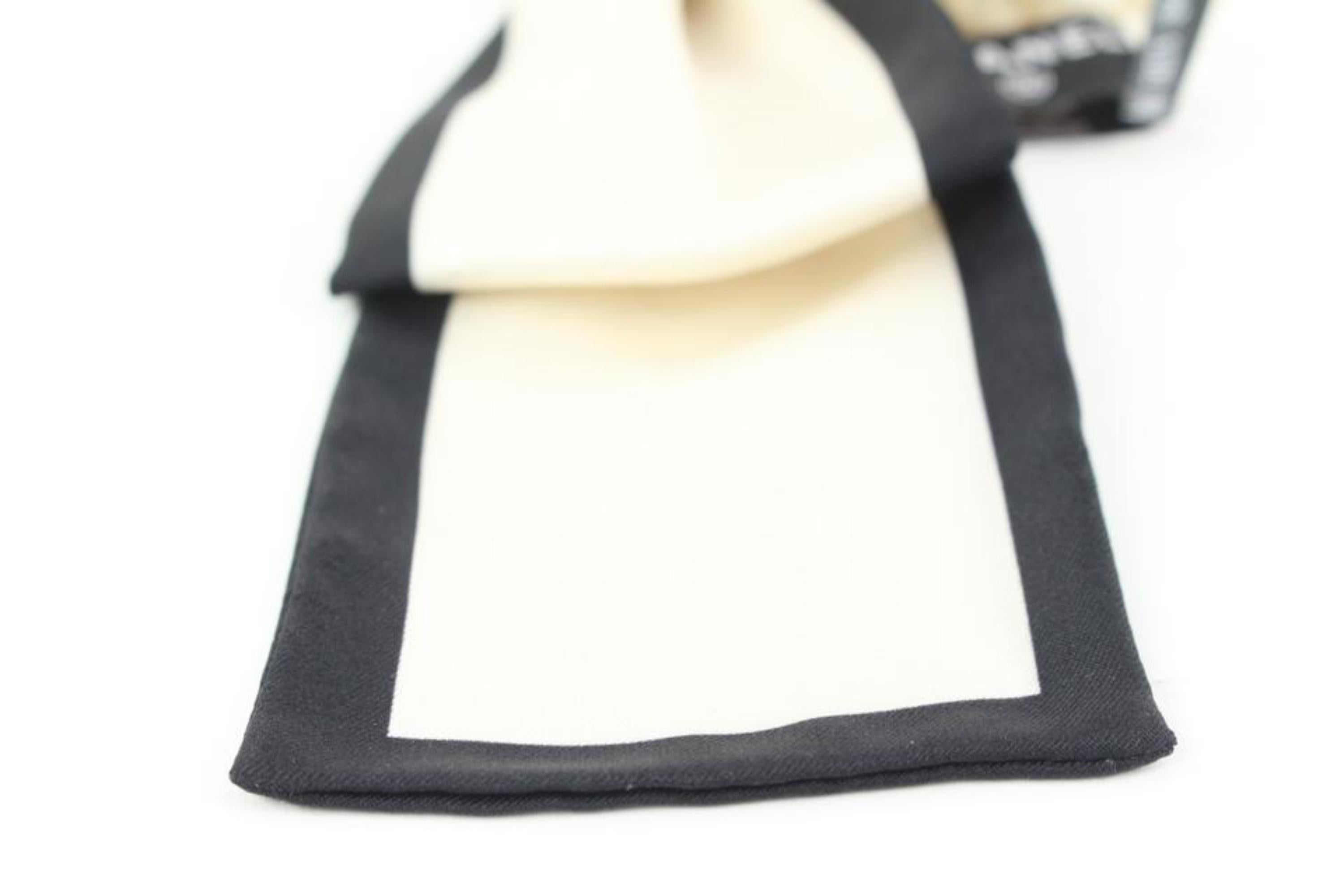 Chanel Ivory x Black Silk Ribbon Hair Tie Scrunchie Barrette 50ck32s 1