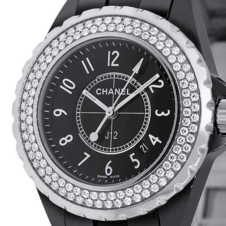 Chanel J12 Black Ceramic Diamond Watch J12H0949 For Sale at 1stDibs