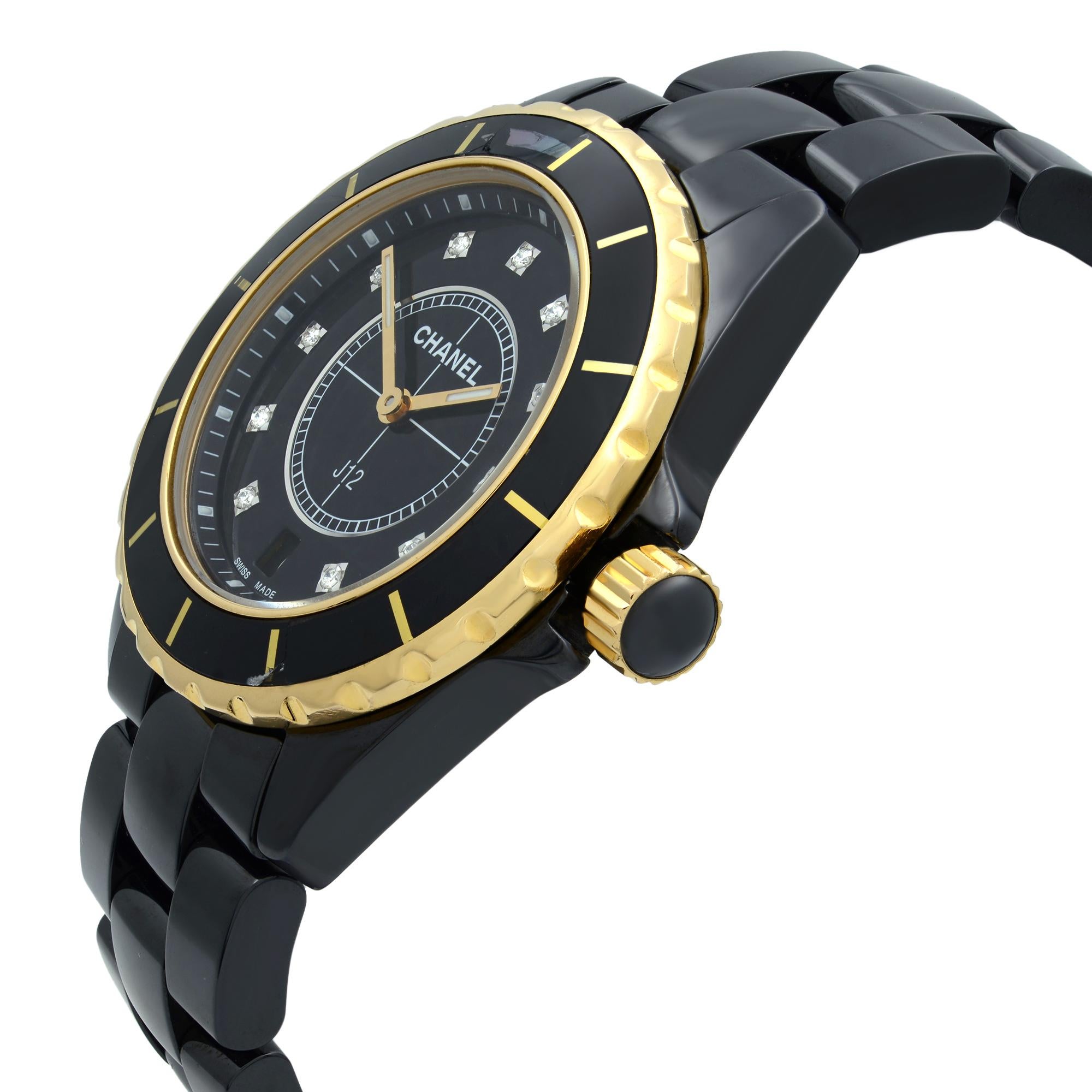 chanel watch gold and black