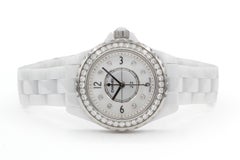 Chanel J12 29mm White Ceramic Diamond Bezel MOP Diamond Dial Quartz Watch H2572