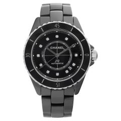 Chanel J12 38mm Ceramic Diamonds Black Dial Automatic Ladies Watch H5702
