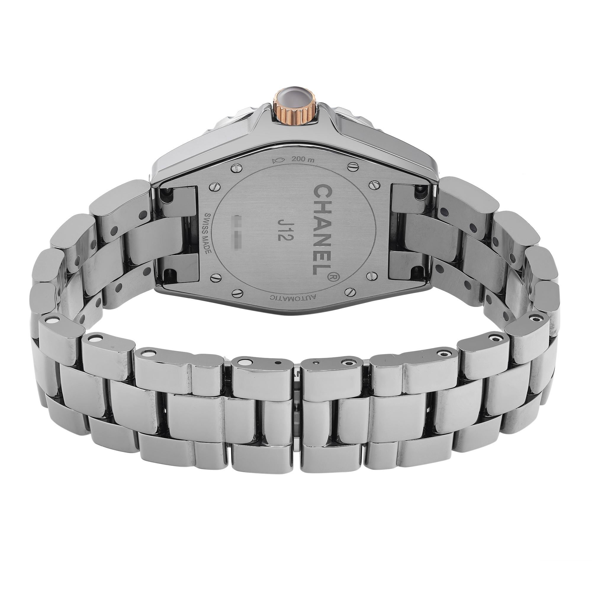 Chanel J12 Titanium Ceramic Grey Dial Automatic Ladies Watch H4185 In Excellent Condition In New York, NY