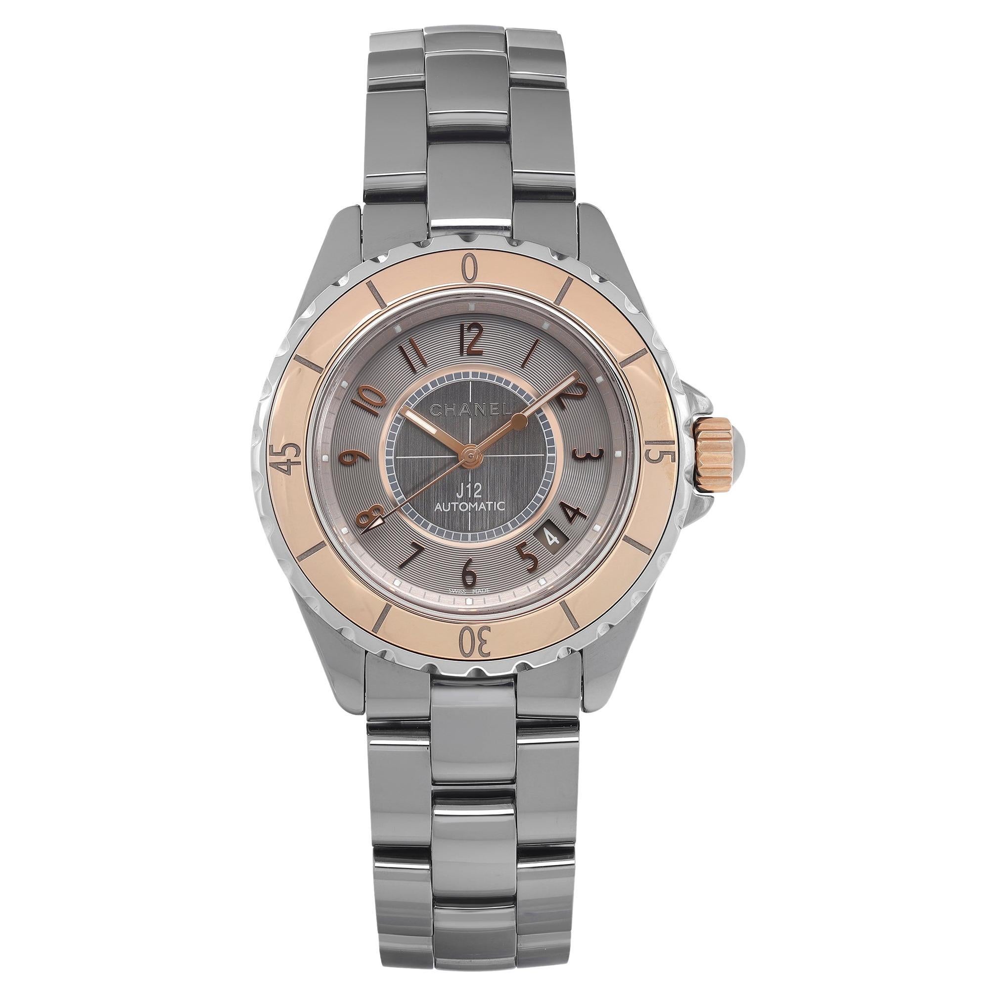 Chanel J12 Titanium Ceramic Grey Dial Automatic Ladies Watch H4185 at  1stDibs