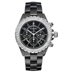 Chanel J12 Black Ceramic Diamond Black Dial Automatic Unisex Watch H1009