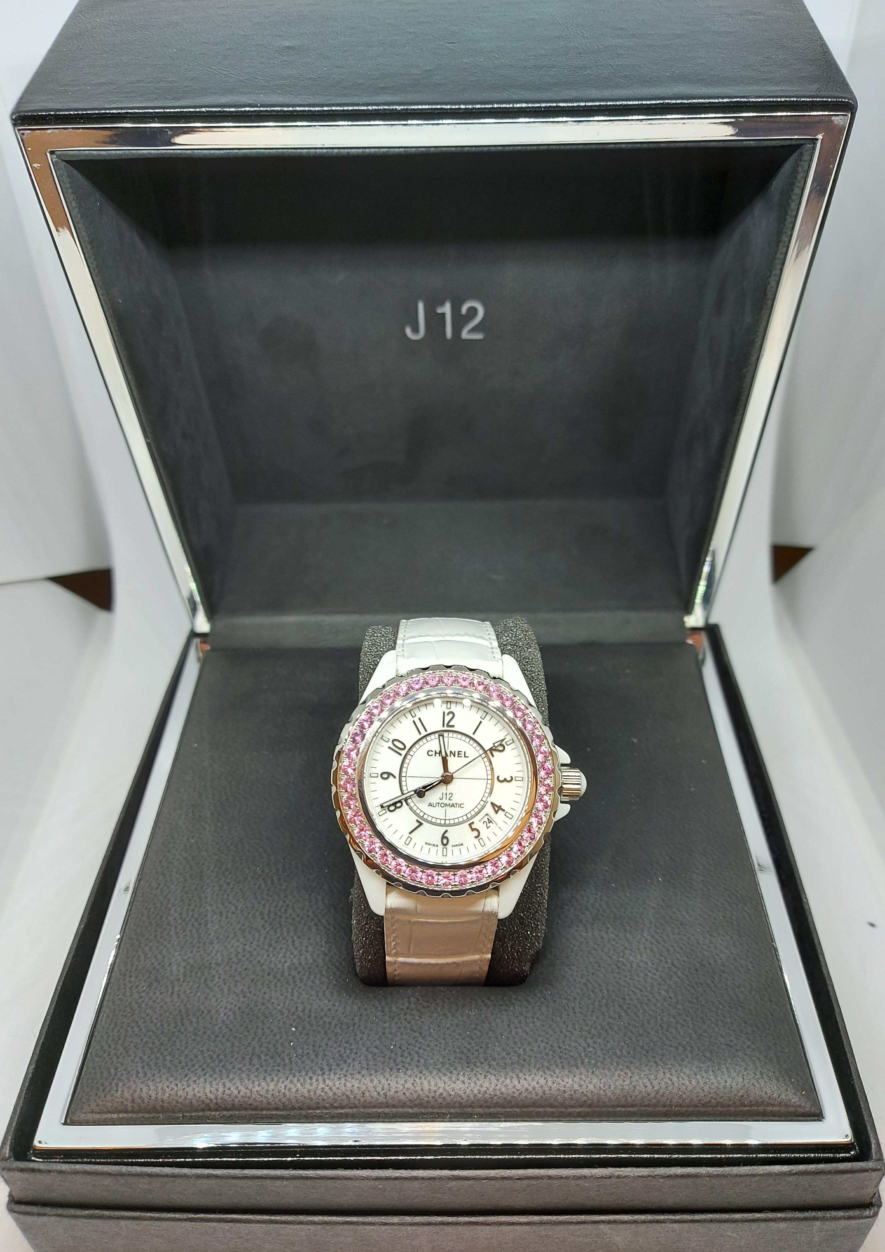 Chanel J12, Automatic, Ceramic Case, with Pink Sapphires 10