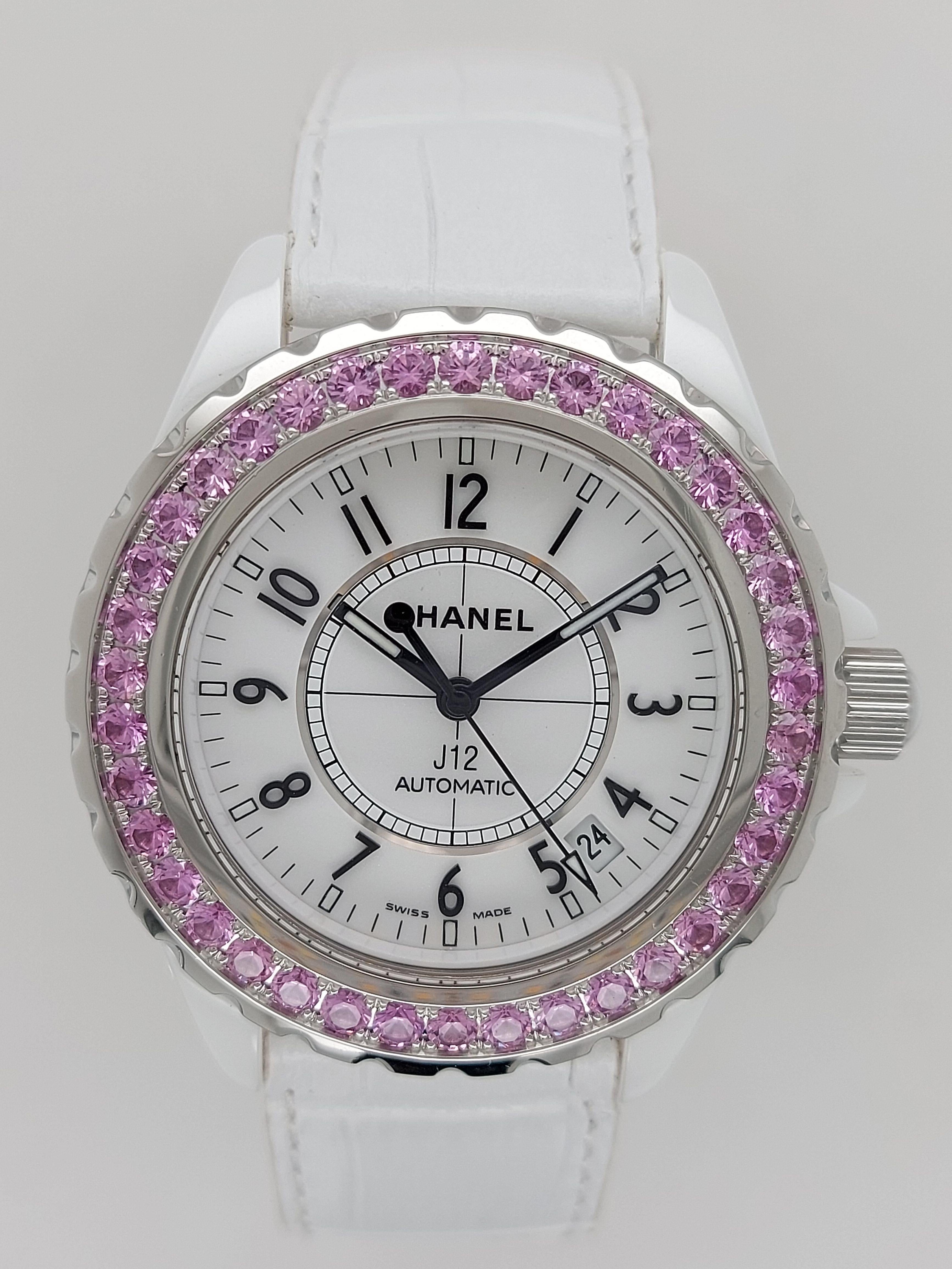 Artisan Chanel J12, Automatic, Ceramic Case, with Pink Sapphires